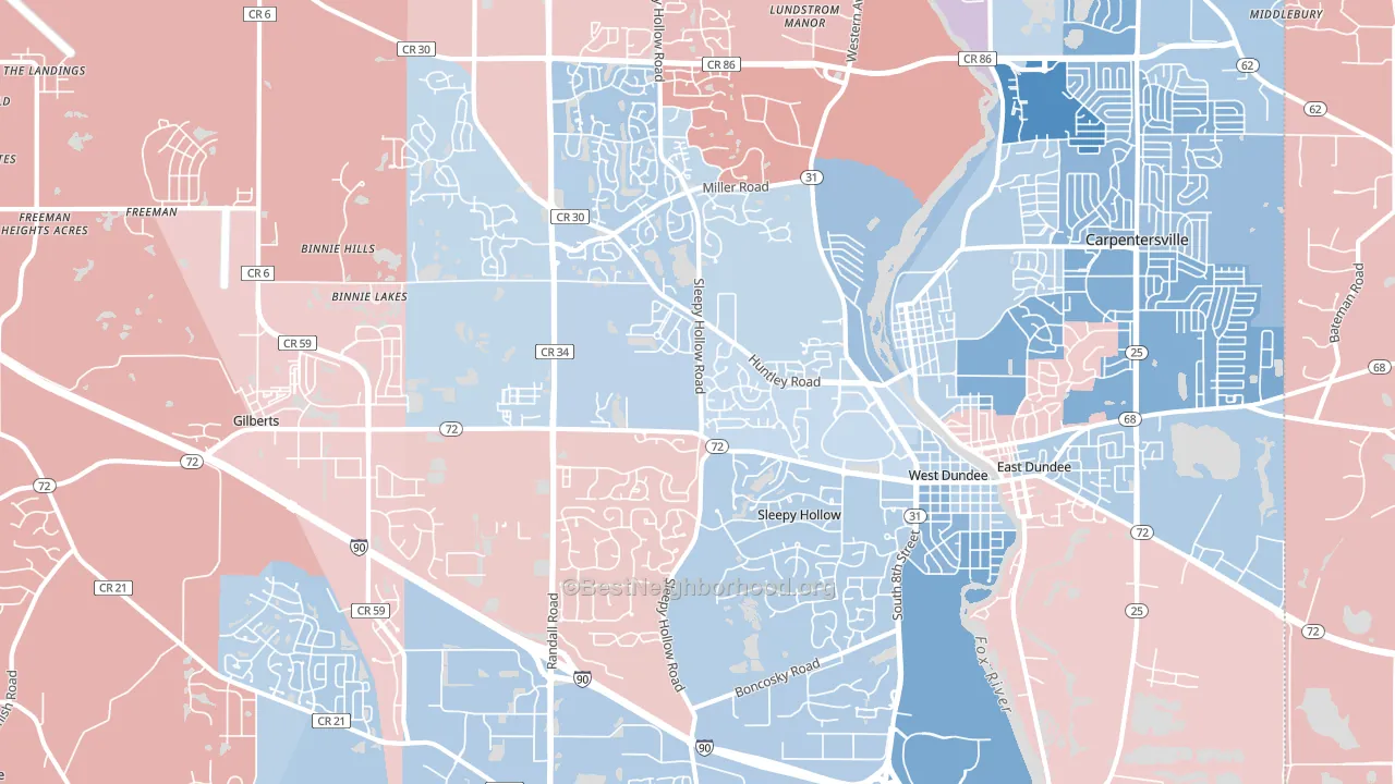Dundee, IL block-group political-lean map