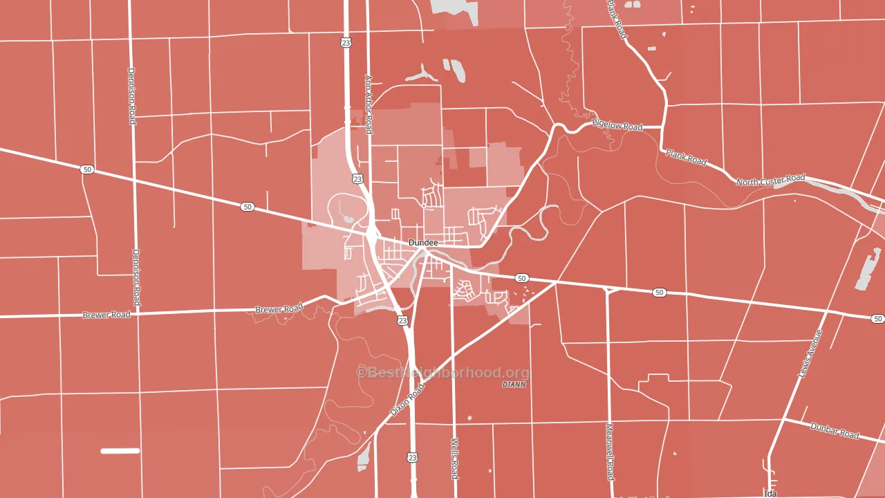 Dundee, MI block-group political-lean map