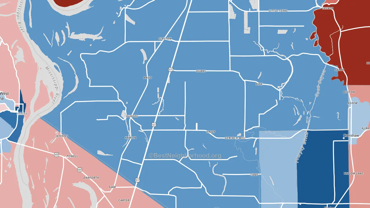 Dundee, MS block-group political-lean map