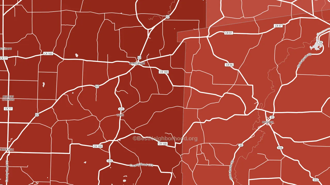Dundee, OH block-group political-lean map