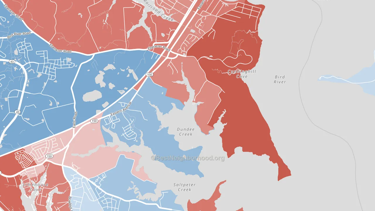 Dundee Village, MD block-group political-lean map