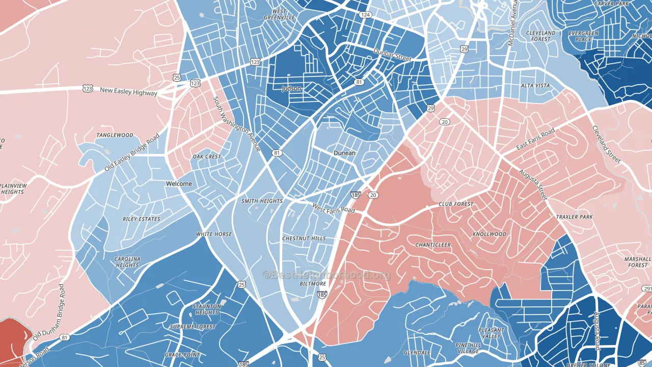 Dunean, SC block-group political-lean map