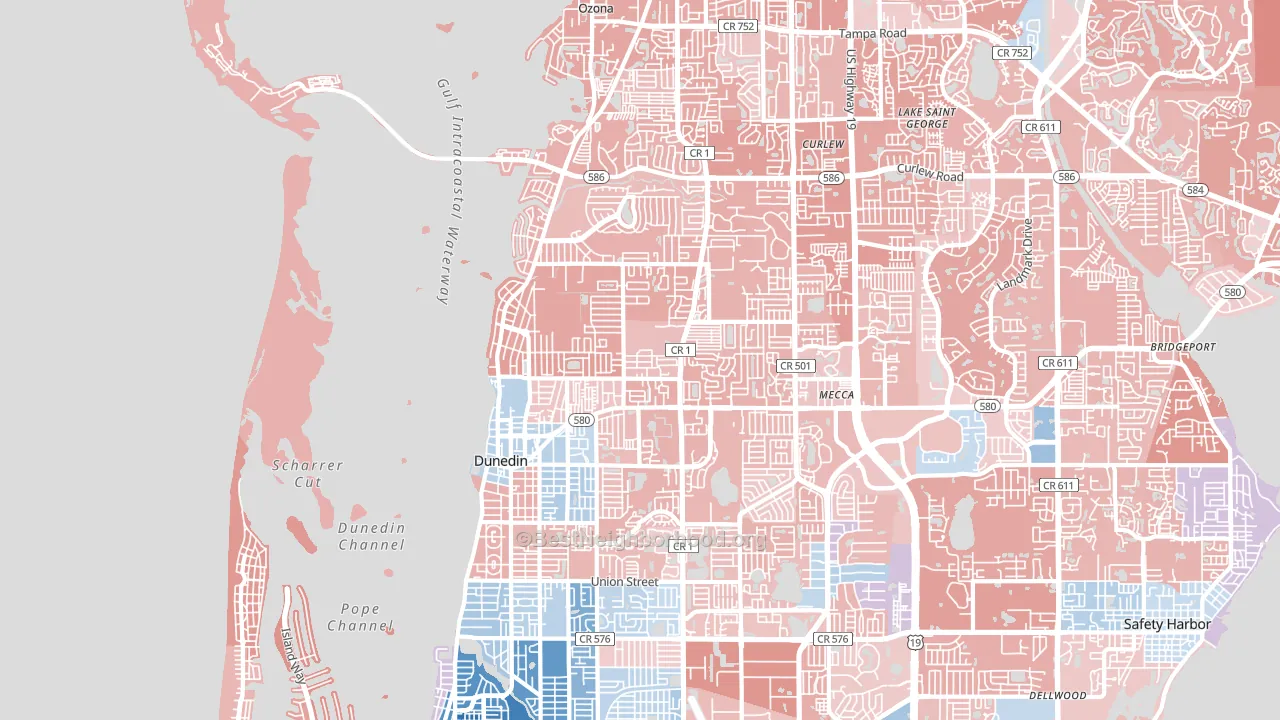 Dunedin, FL block-group political-lean map
