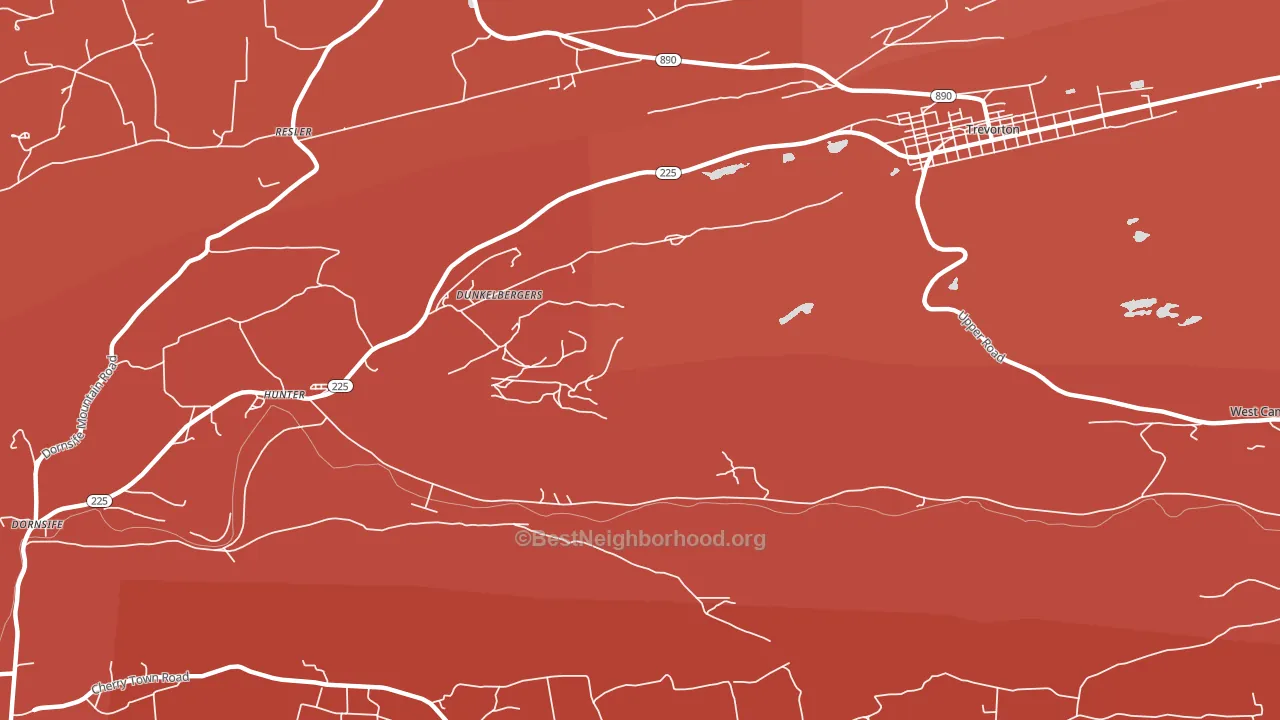 Dunkelbergers, PA block-group political-lean map