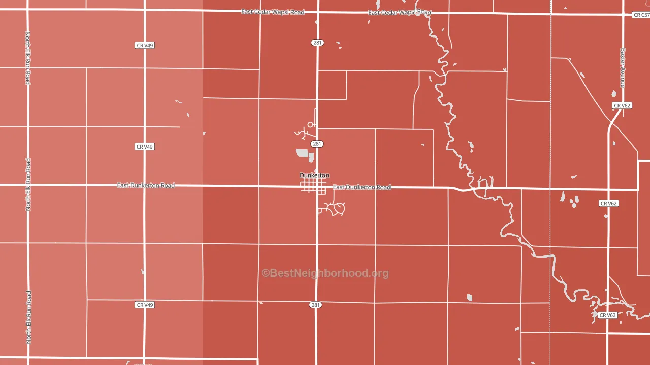 Dunkerton, IA block-group political-lean map