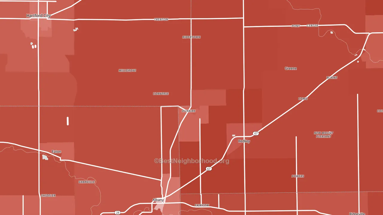 Dunkirk, IN block-group political-lean map
