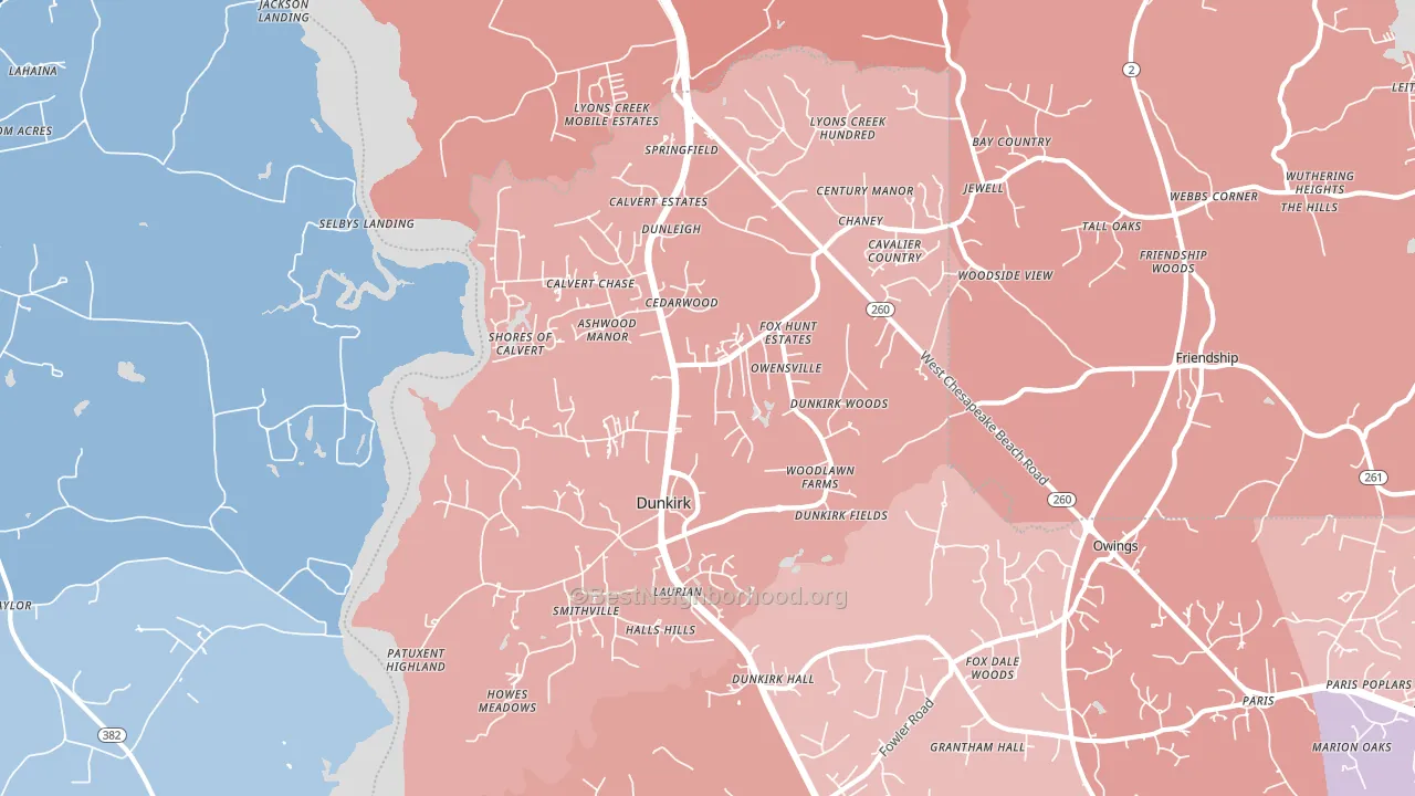 Dunkirk, MD block-group political-lean map