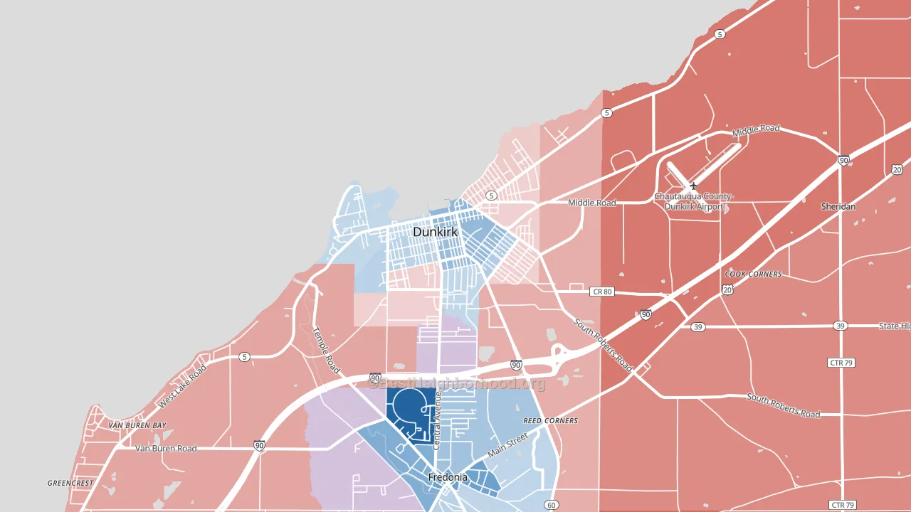 Dunkirk, NY block-group political-lean map