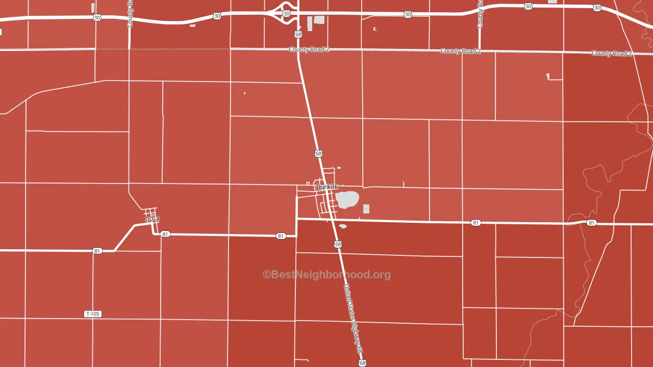 Dunkirk, OH block-group political-lean map