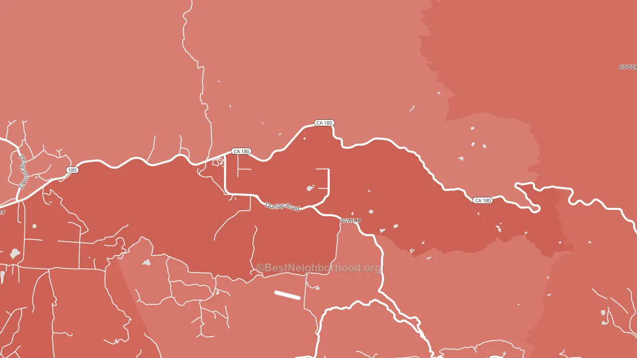Dunlap, CA block-group political-lean map