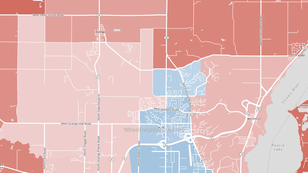 Dunlap, IL block-group political-lean map
