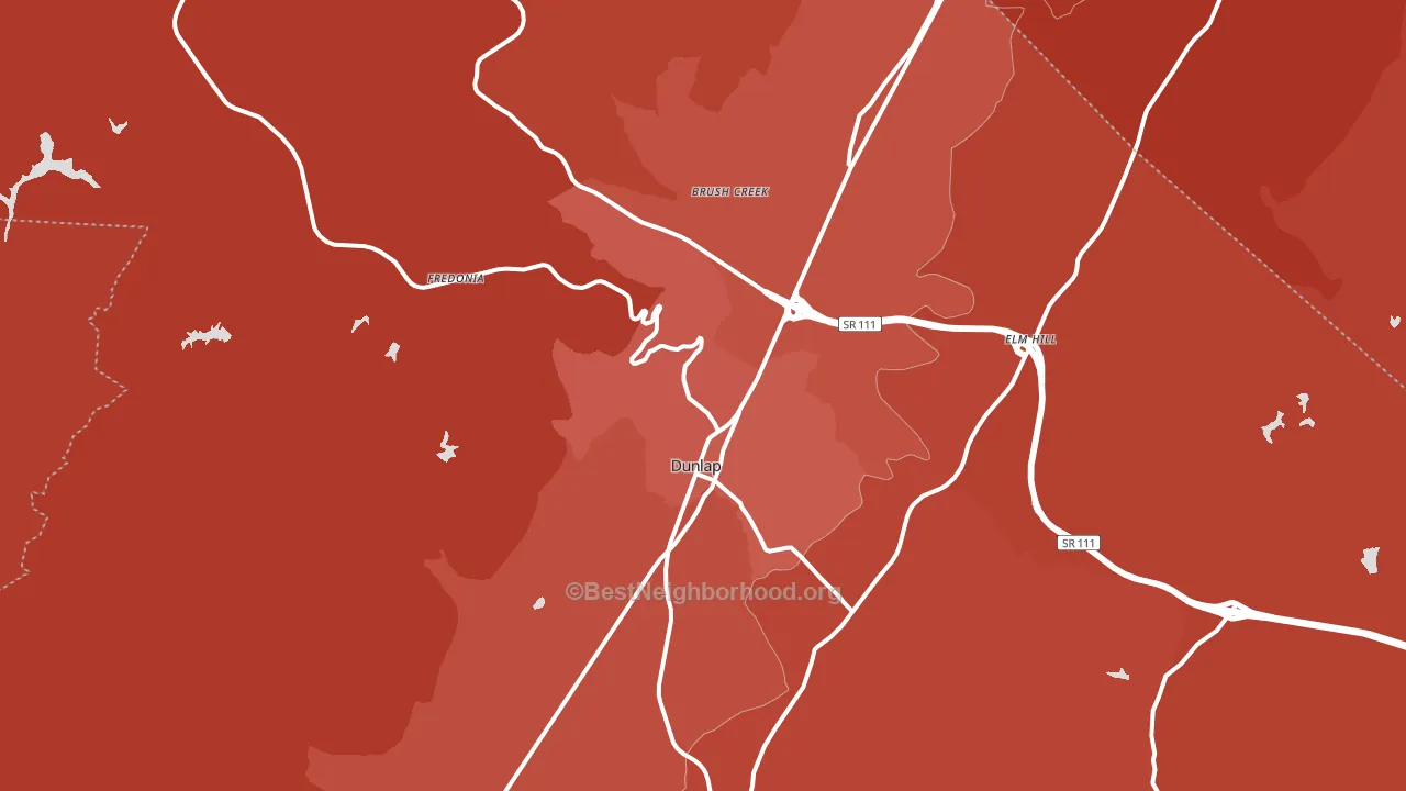 Dunlap, TN block-group political-lean map