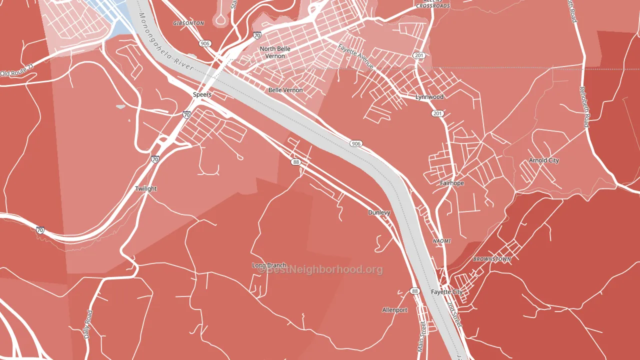 Dunlevy, PA block-group political-lean map