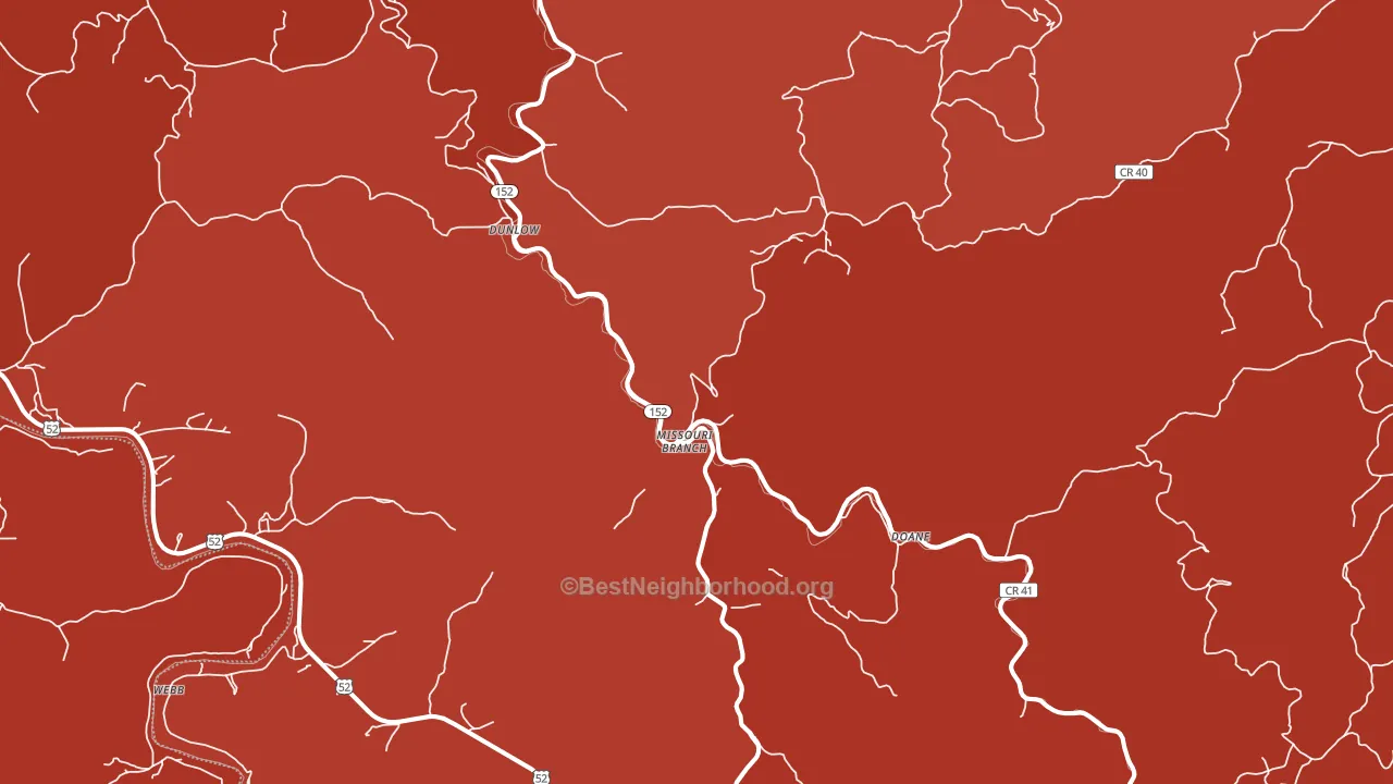 Dunlow, WV block-group political-lean map