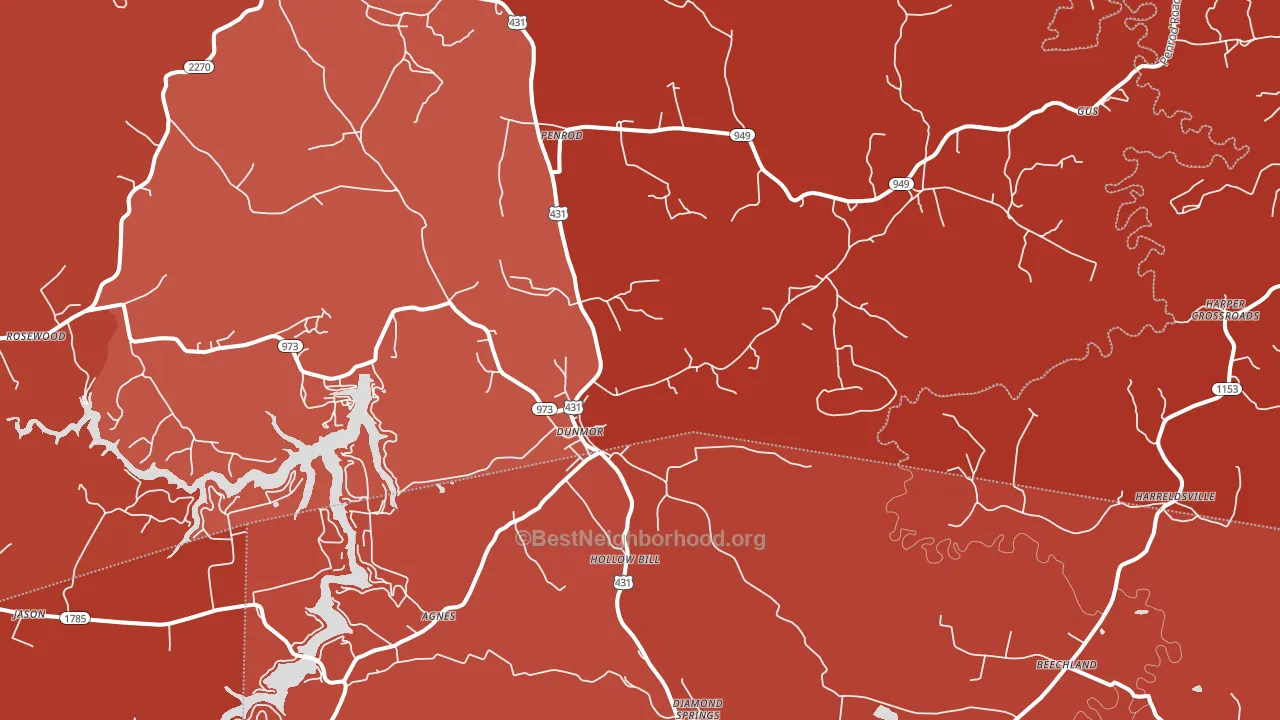 Dunmor, KY block-group political-lean map
