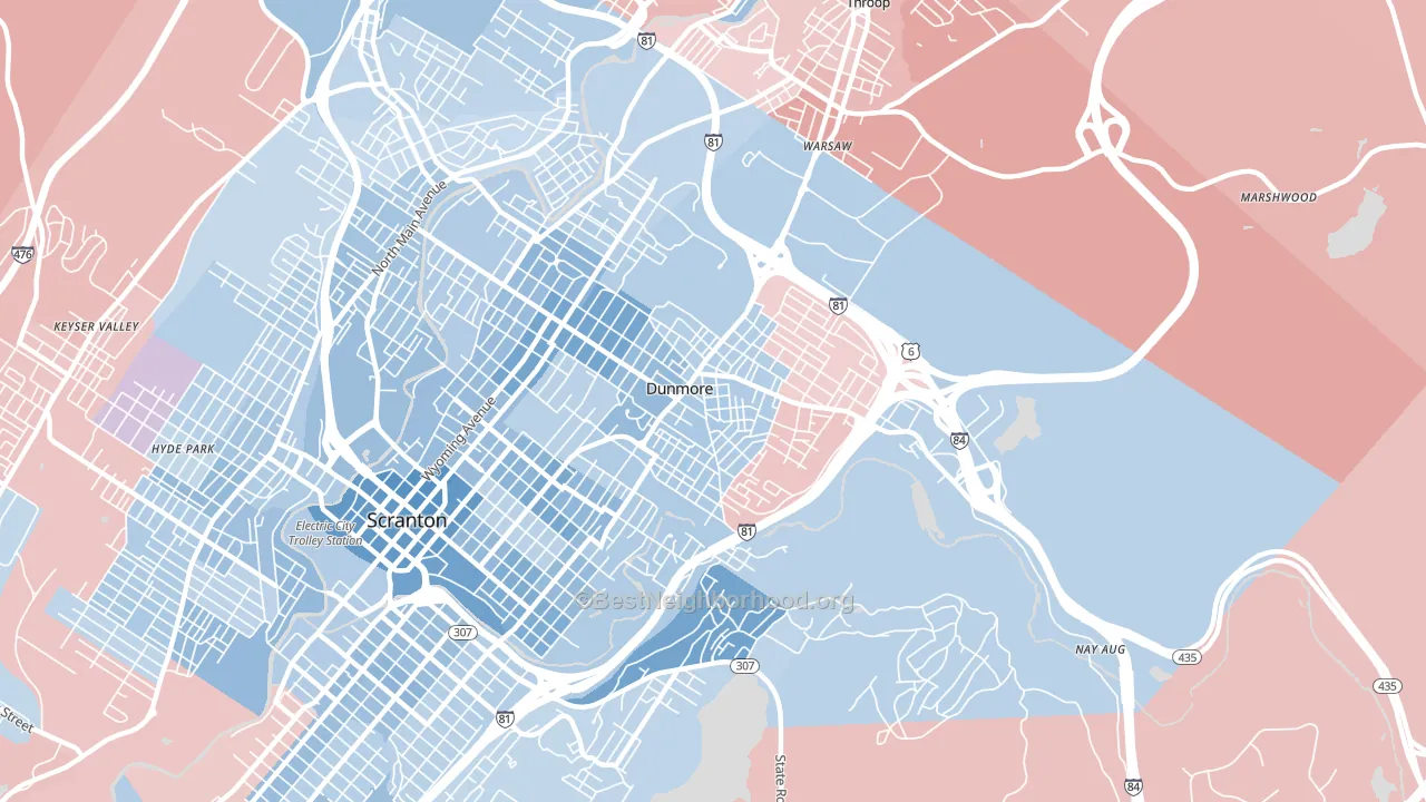 Dunmore, PA block-group political-lean map
