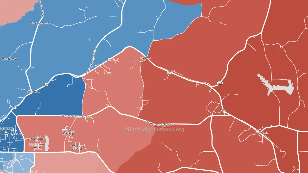 Dunn, AL block-group political-lean map