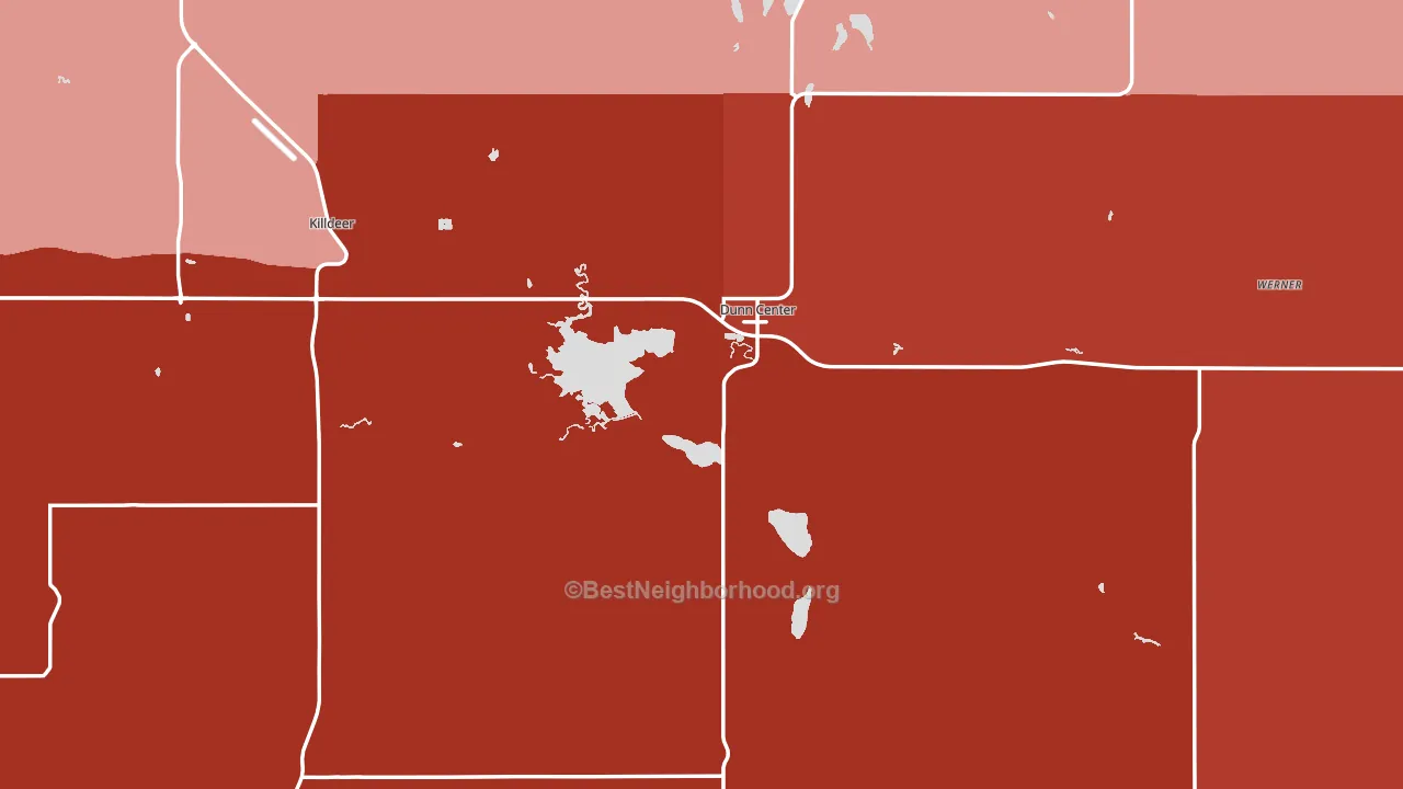 Dunn County, ND block-group political-lean map
