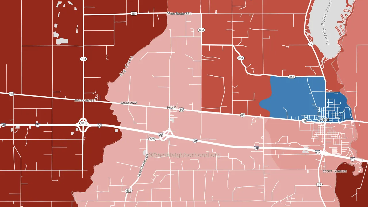 Dunn, LA block-group political-lean map