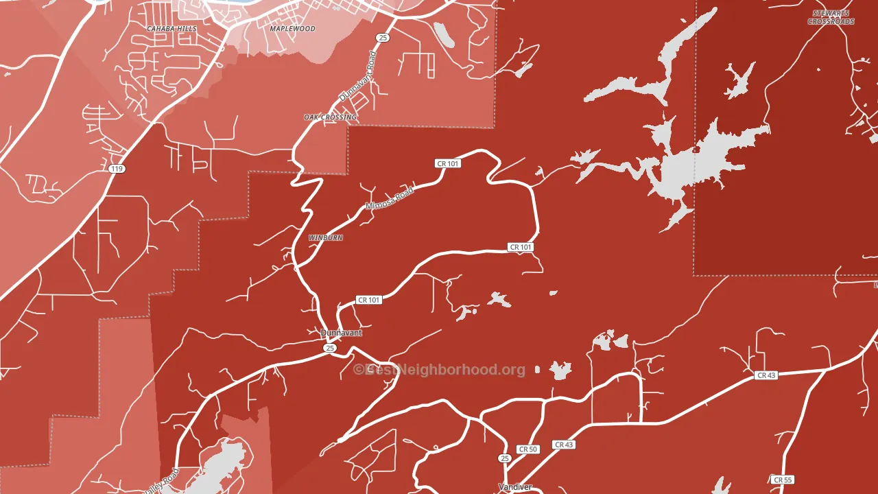 Dunnavant, AL block-group political-lean map