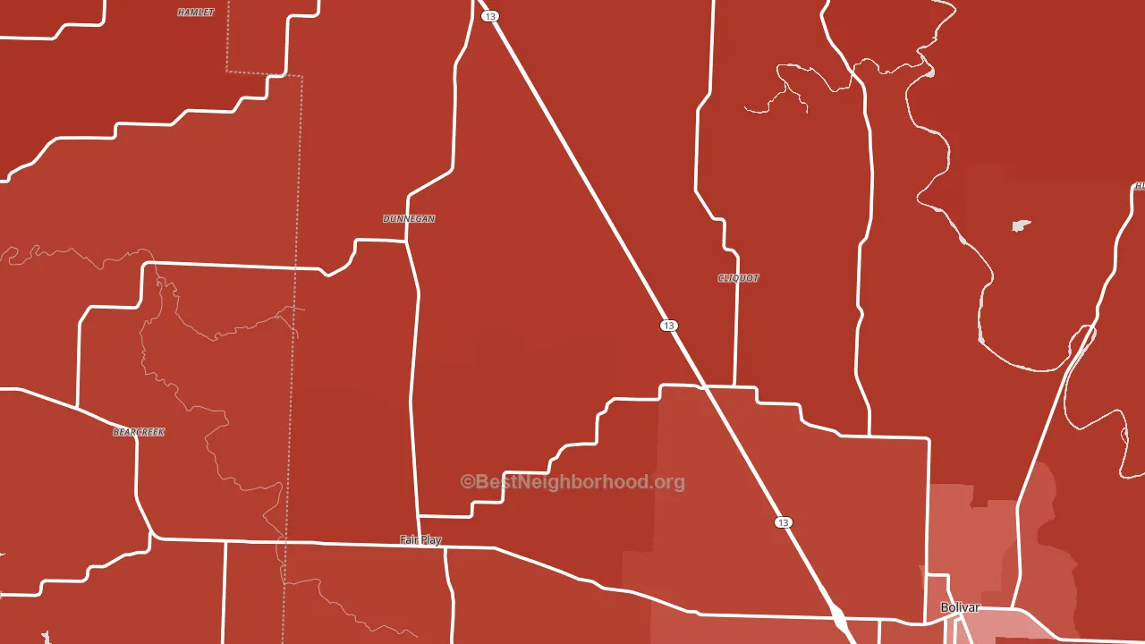 Dunnegan, MO block-group political-lean map