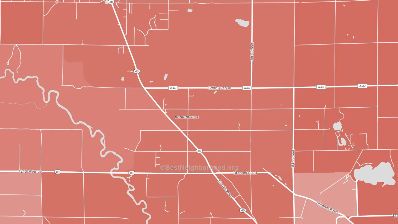 Dunningville, MI block-group political-lean map