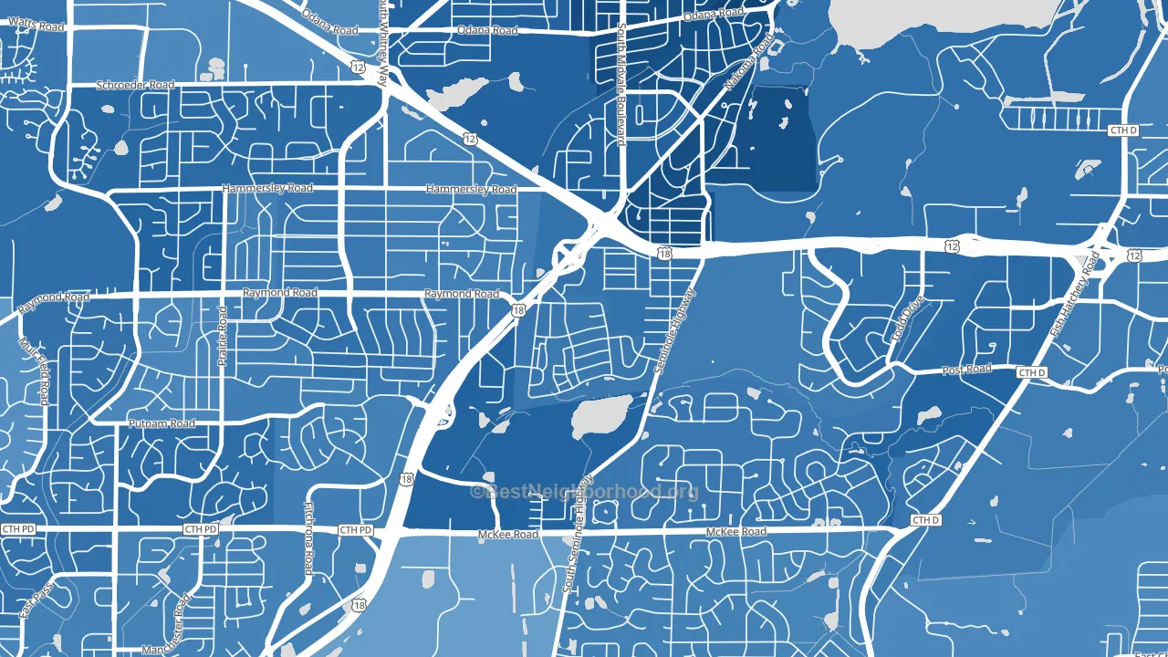 Dunn's Marsh, Madison, WI block-group political-lean map