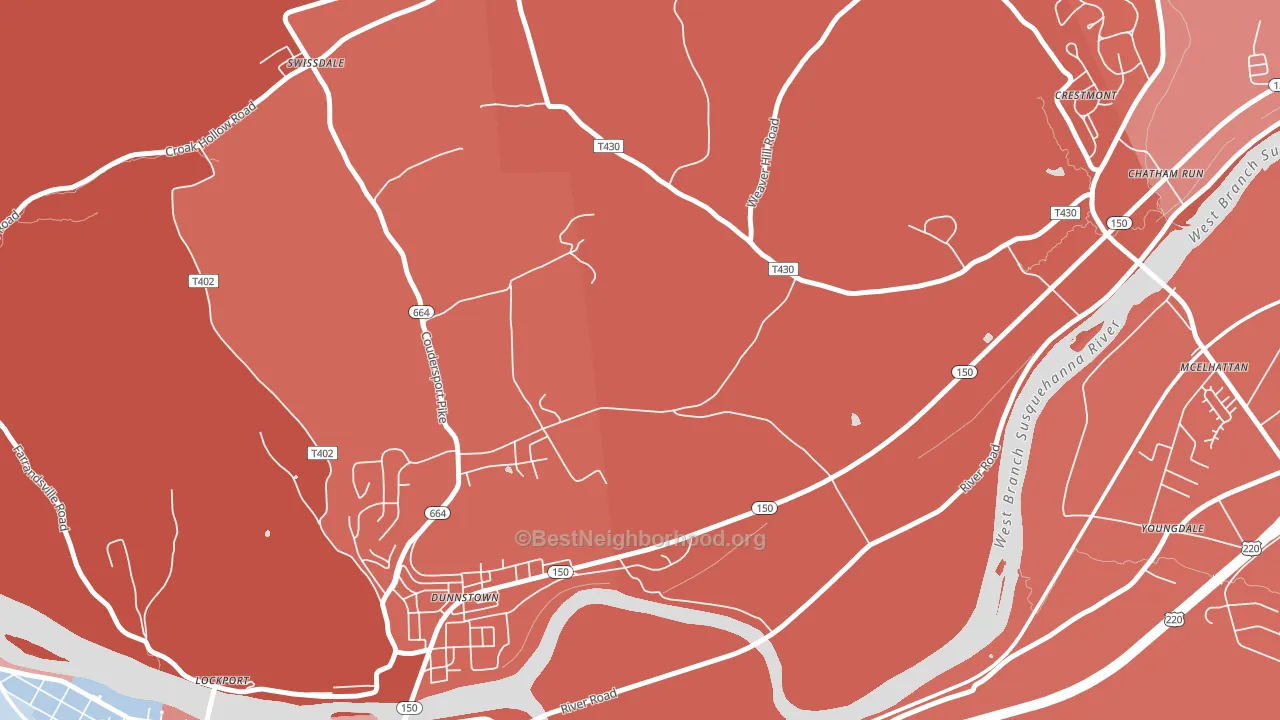 Dunnstown, PA block-group political-lean map
