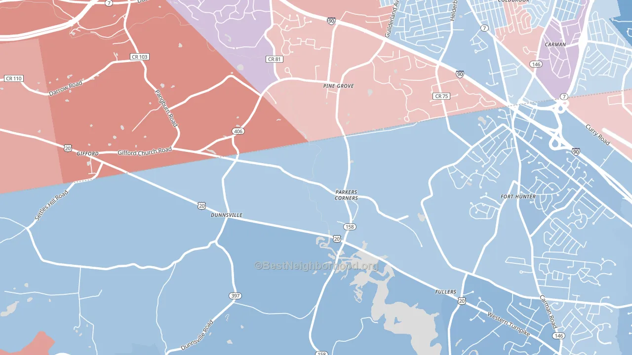 Dunnsville, NY block-group political-lean map