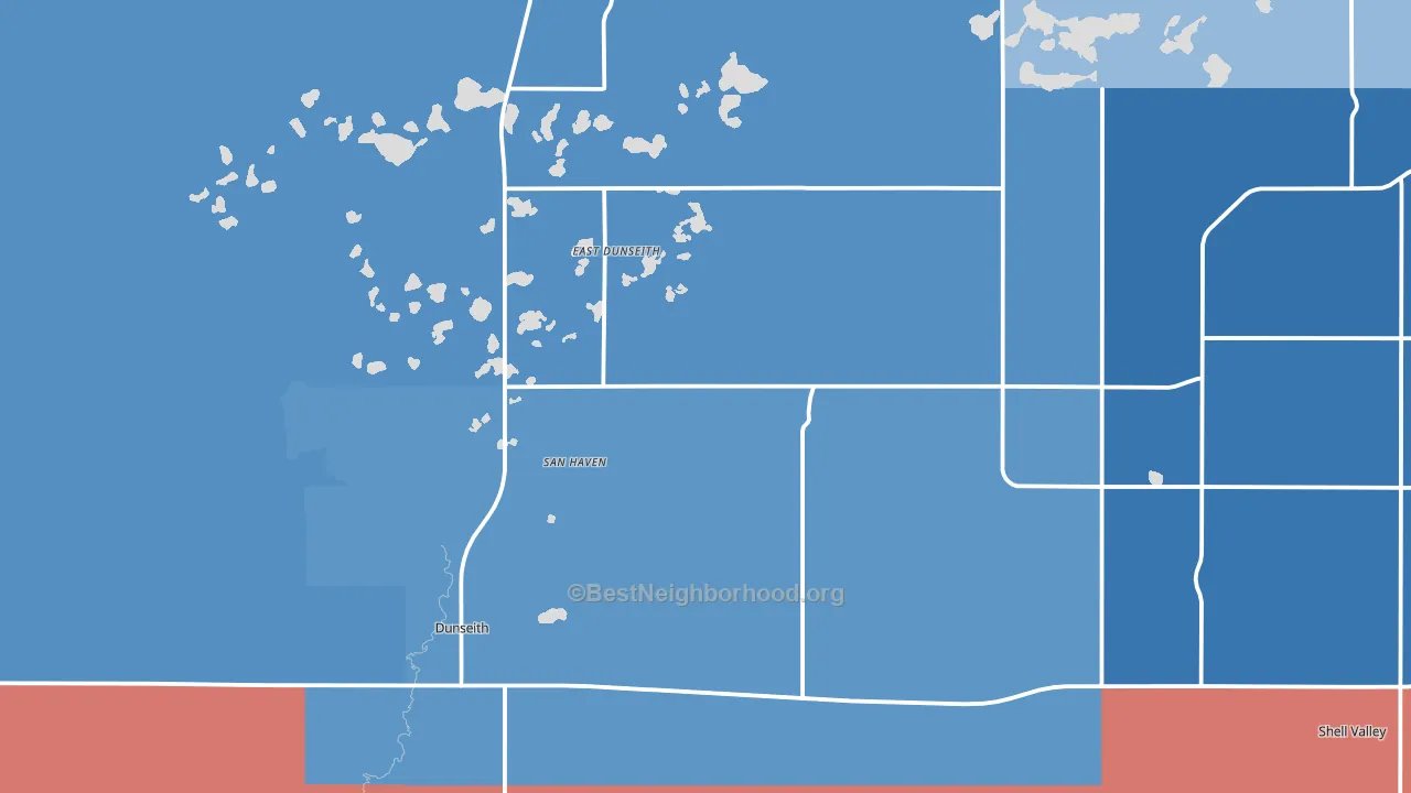Dunseith, ND block-group political-lean map