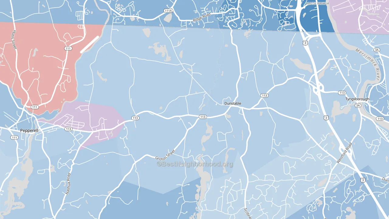 Dunstable, MA block-group political-lean map