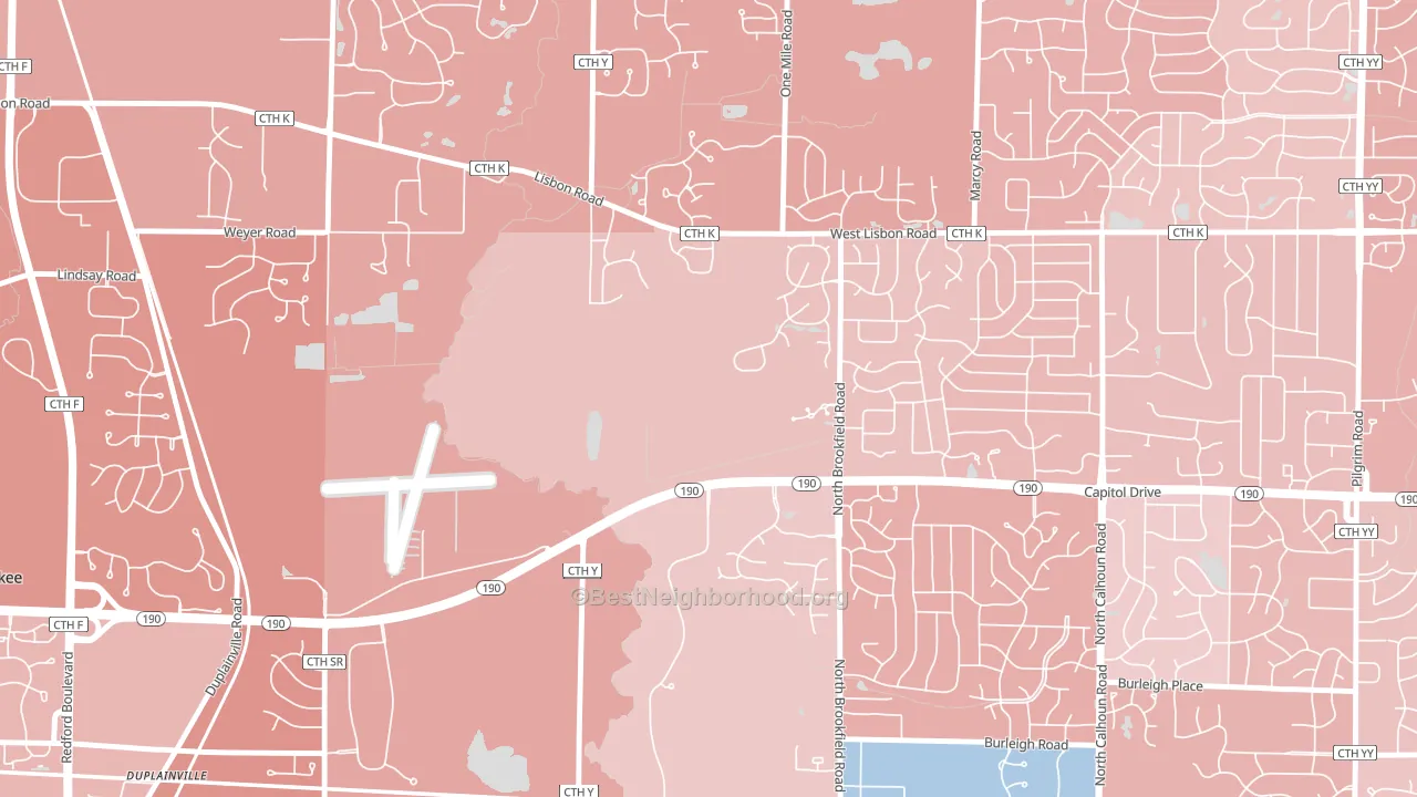 Duplainville, WI block-group political-lean map