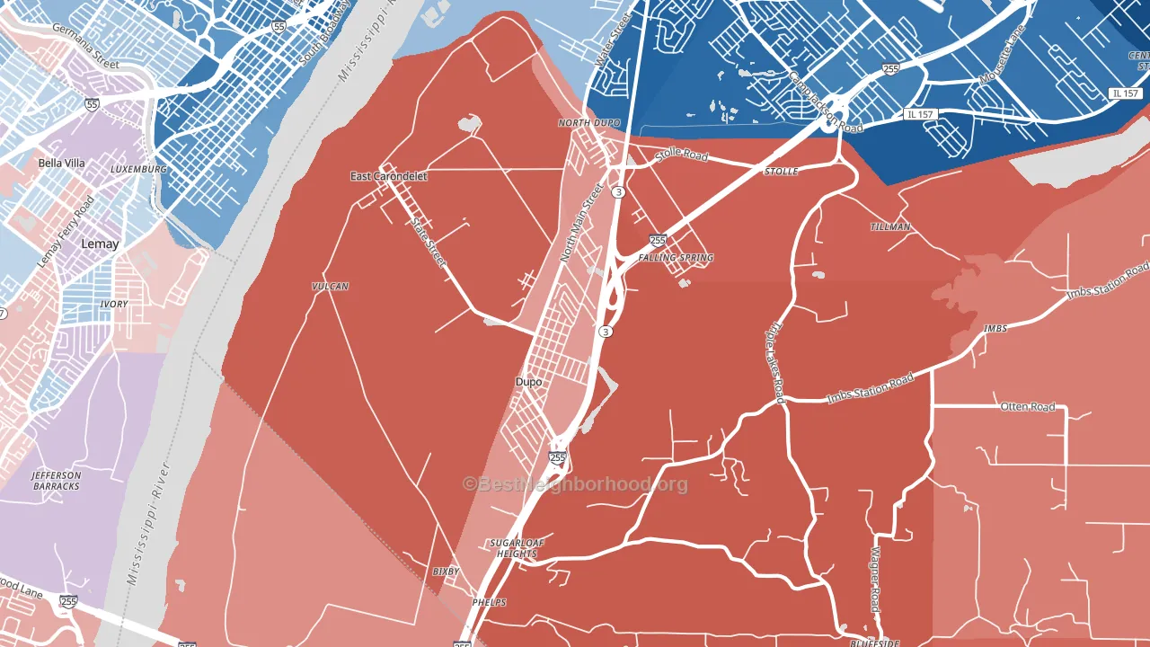 Dupo, IL block-group political-lean map