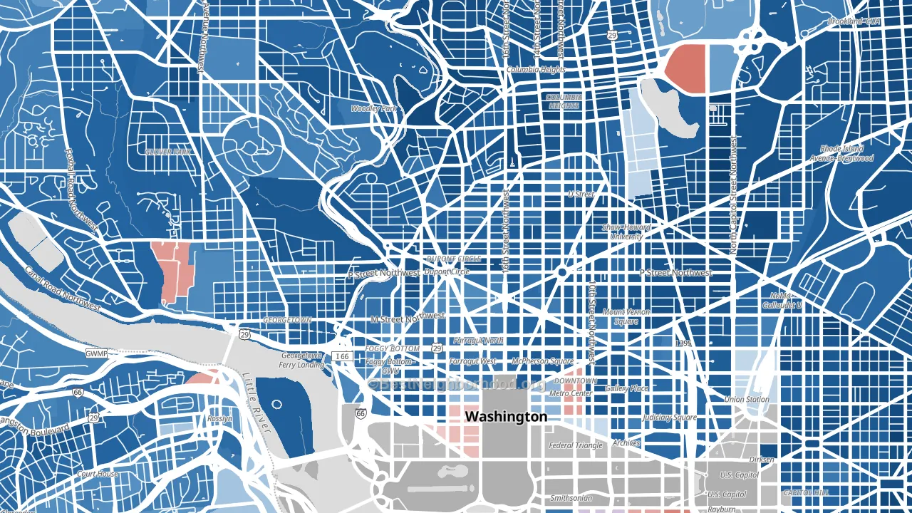 Dupont Circle, Washington, DC block-group political-lean map