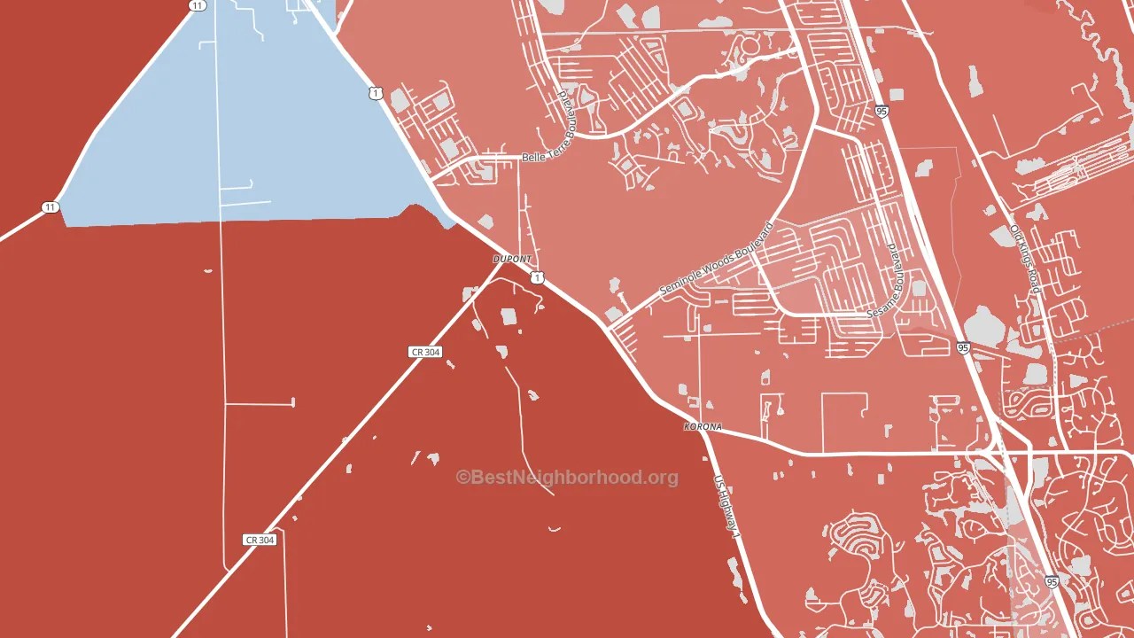 Dupont, FL block-group political-lean map