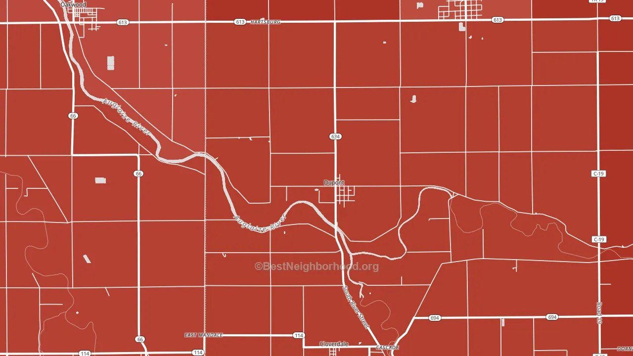 Dupont, OH block-group political-lean map