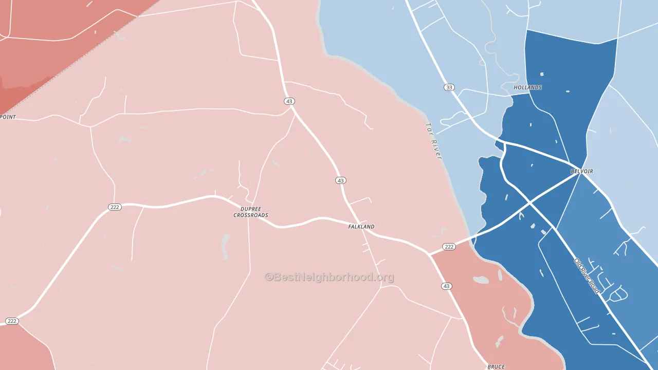 Dupree Crossroads, NC block-group political-lean map