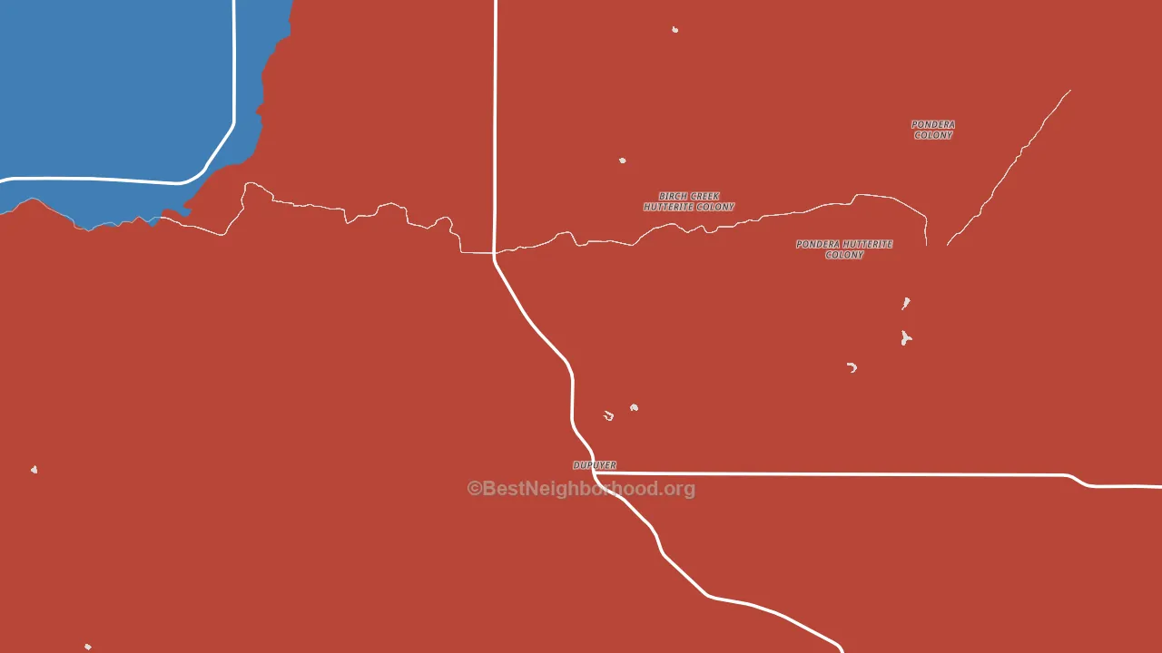 Dupuyer, MT block-group political-lean map