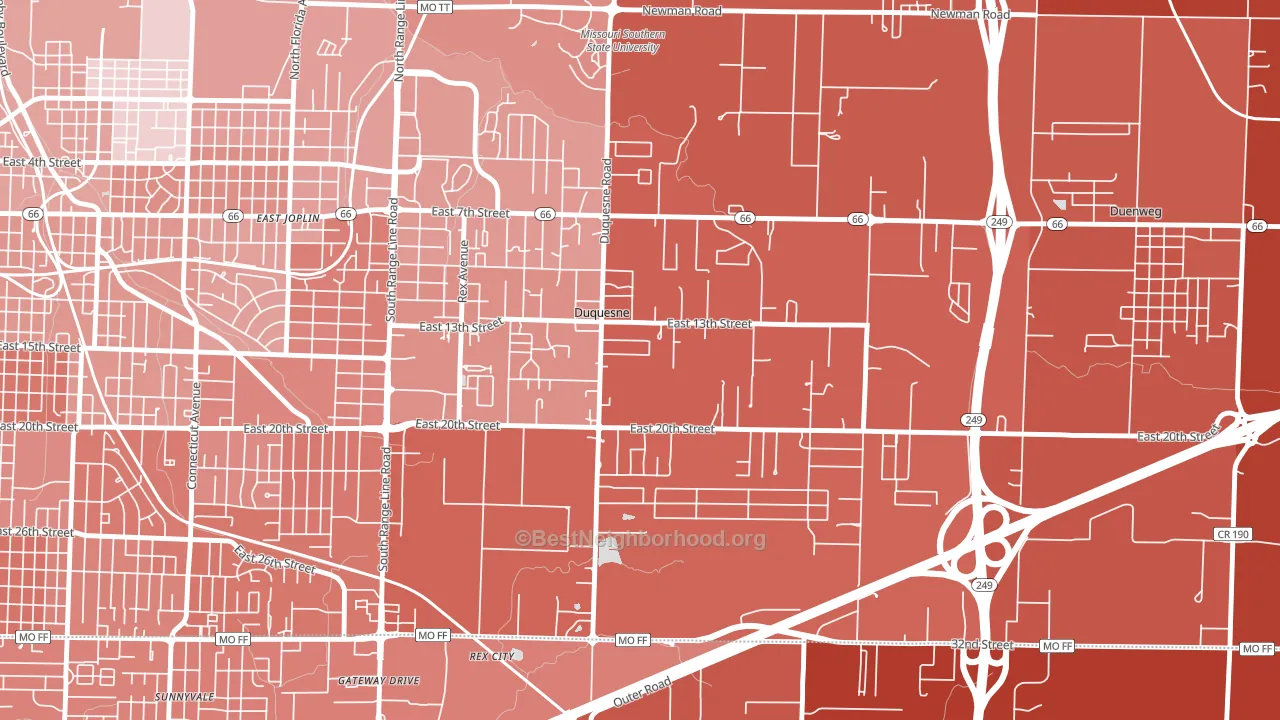 Duquesne, MO block-group political-lean map