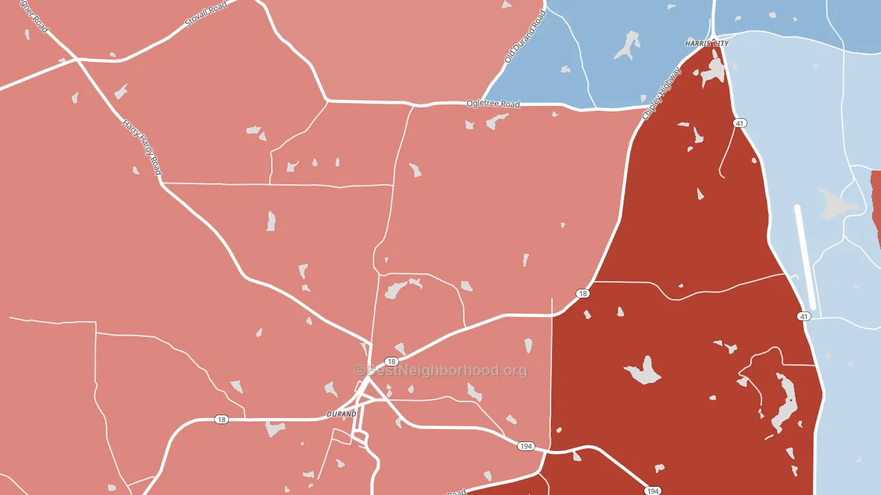 Durand, GA block-group political-lean map
