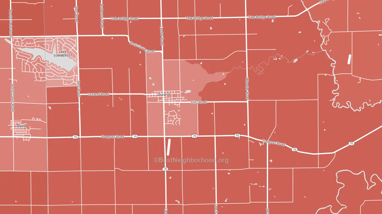 Durand, IL block-group political-lean map