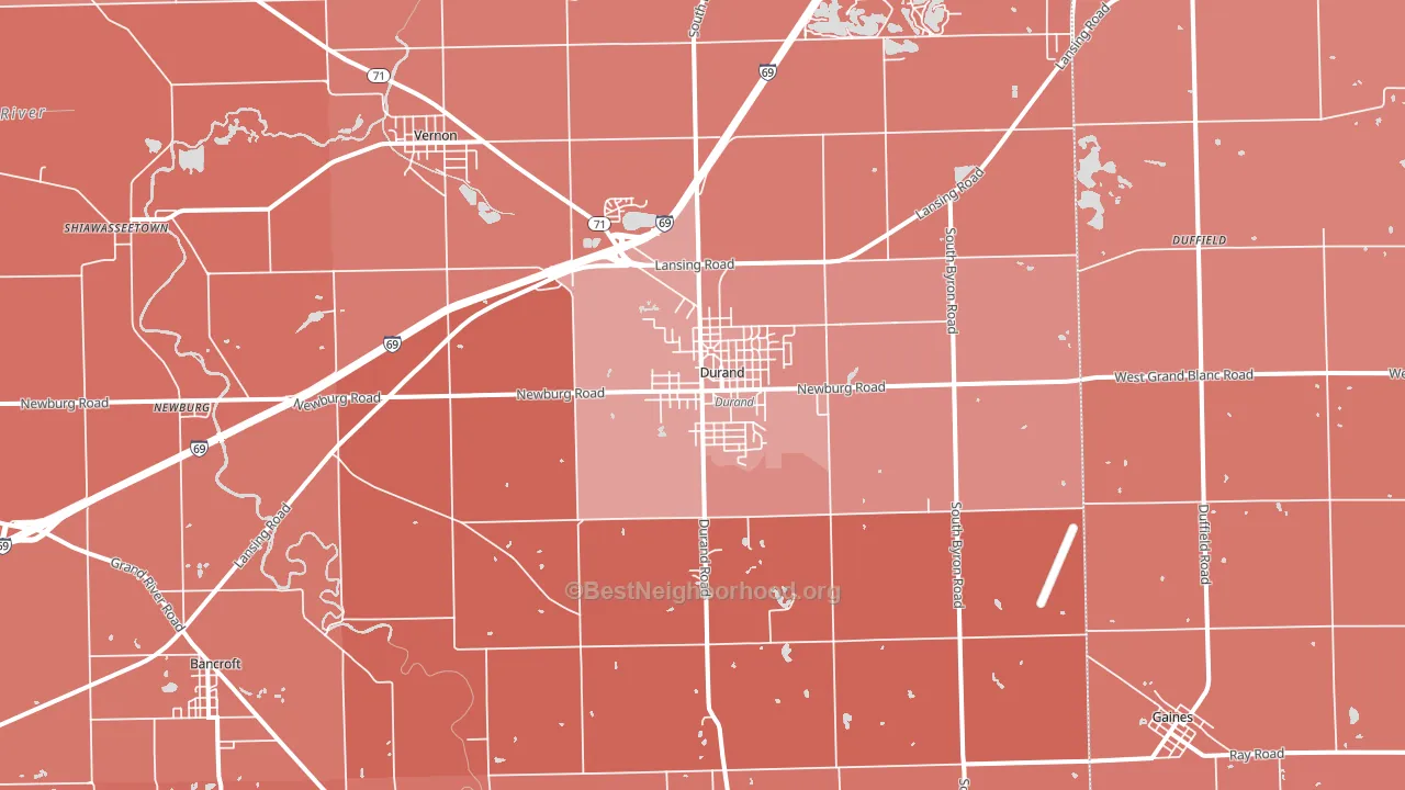 Durand, MI block-group political-lean map