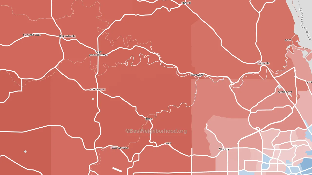 Durango, IA block-group political-lean map