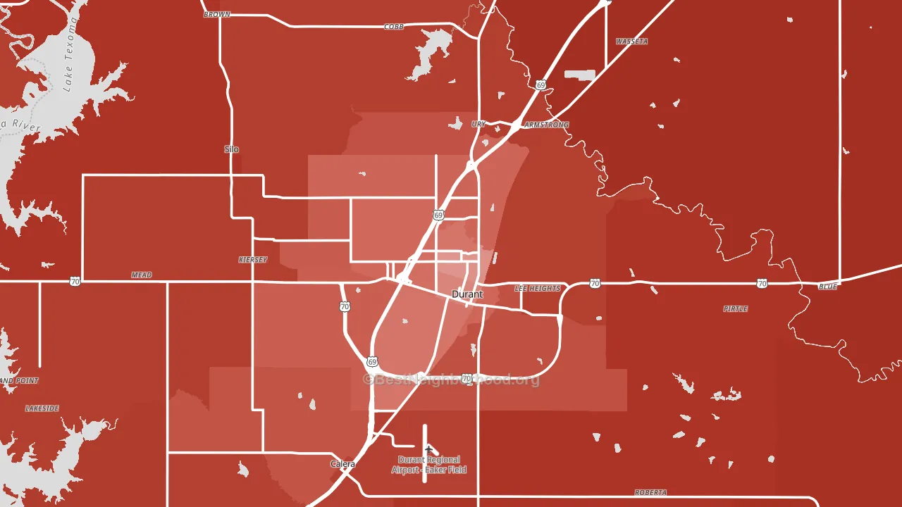 Durant, OK block-group political-lean map