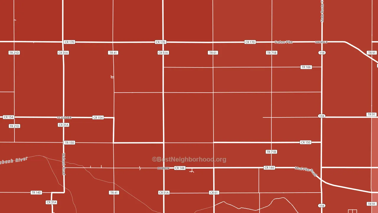 Durbin, OH block-group political-lean map