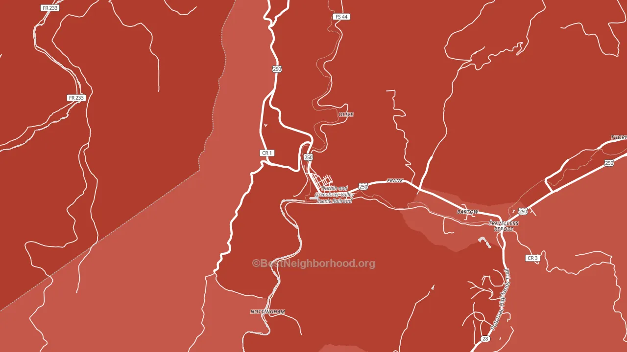 Durbin, WV block-group political-lean map
