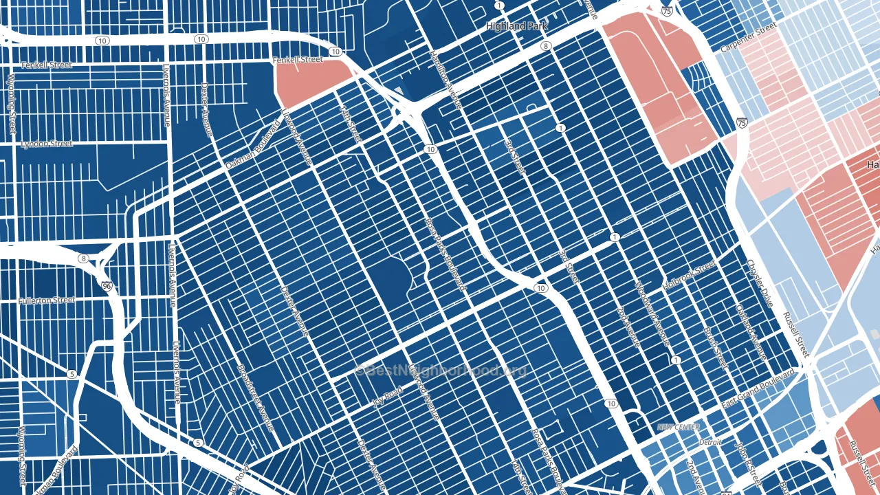 Durfee, Detroit, MI block-group political-lean map