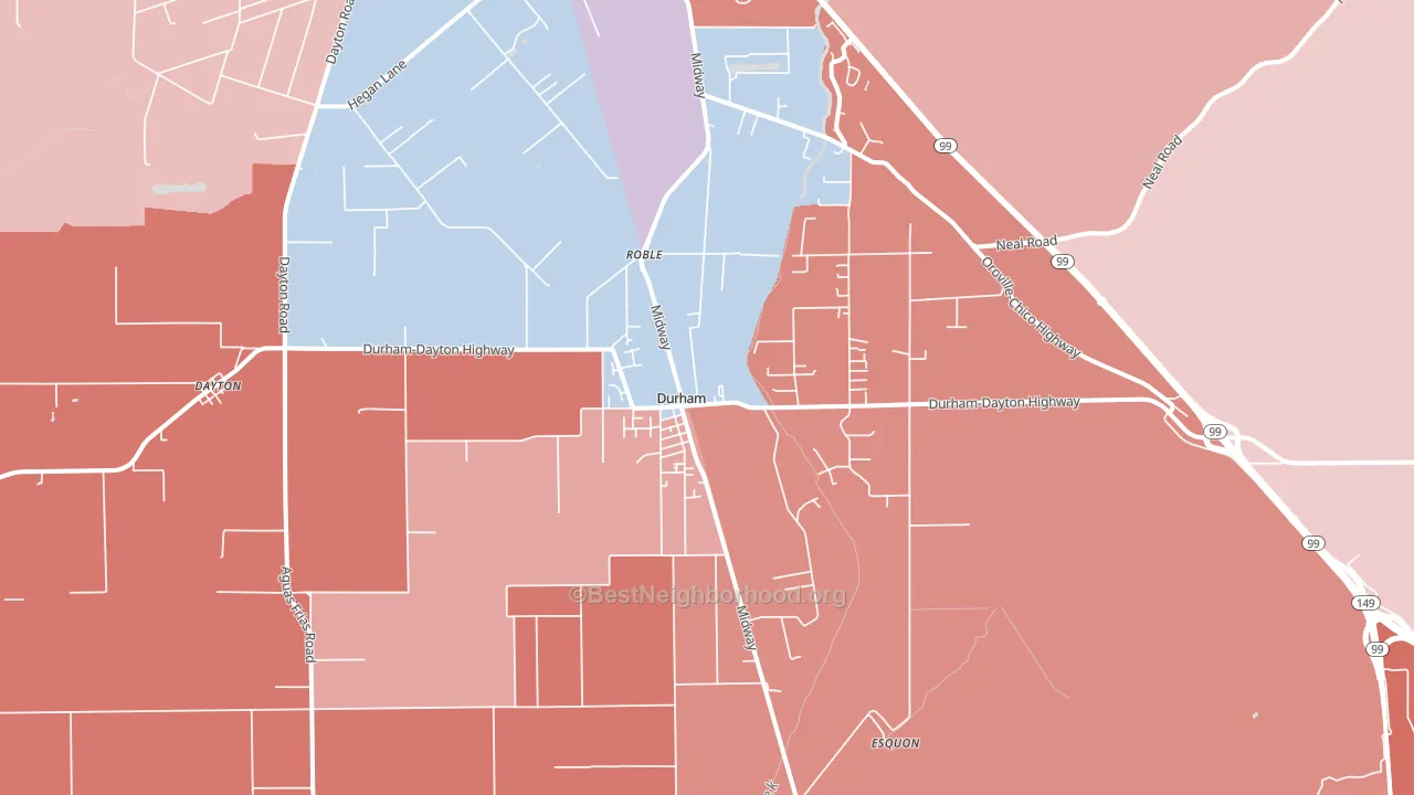 Durham, CA block-group political-lean map