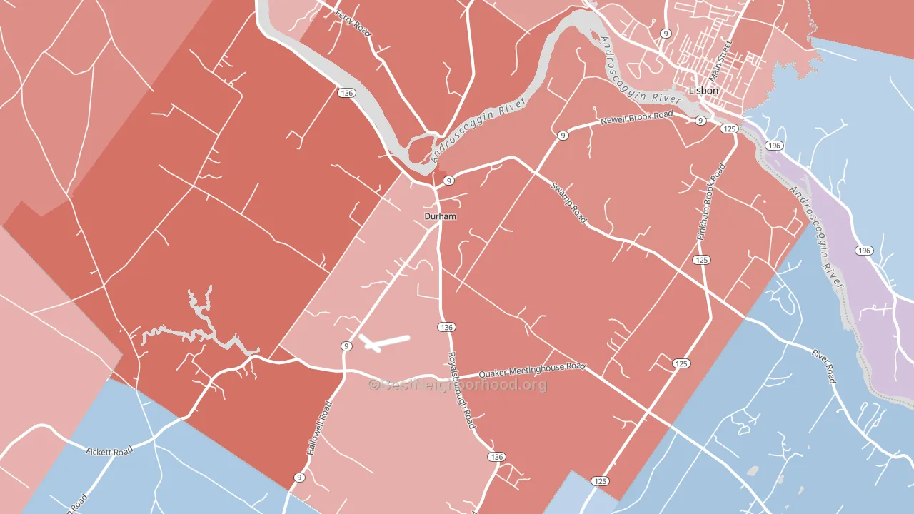 Durham, ME block-group political-lean map