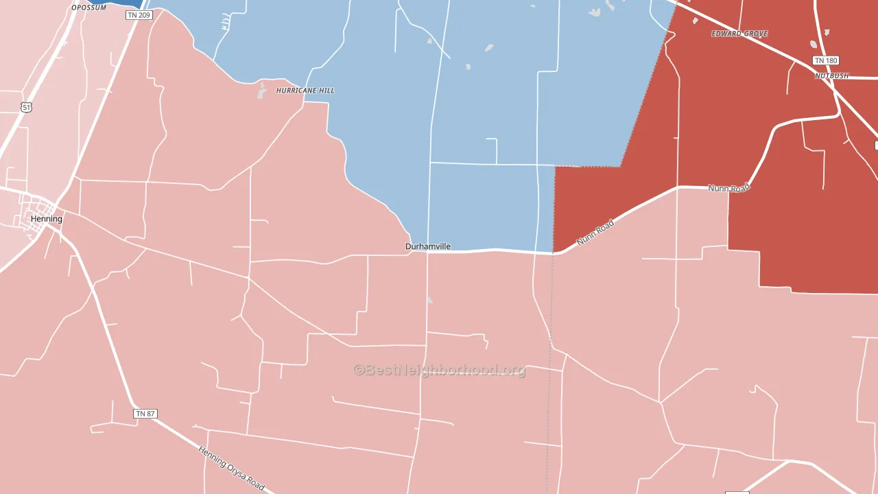 Durhamville, TN block-group political-lean map
